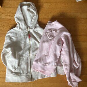 2-pack Girls Small Sweatshirt bundle! Crewcuts Zip Hoodie All in Motion Pullover